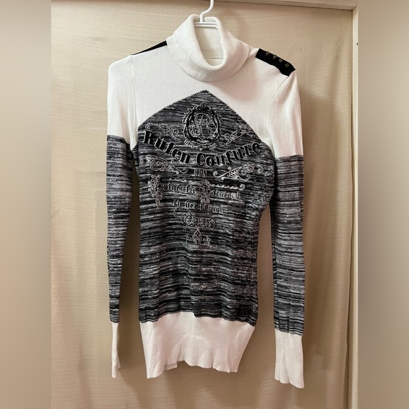Rufen Monochrome Women's Turtleneck Sweater Studded Detail Size Small - Picture 1 of 8